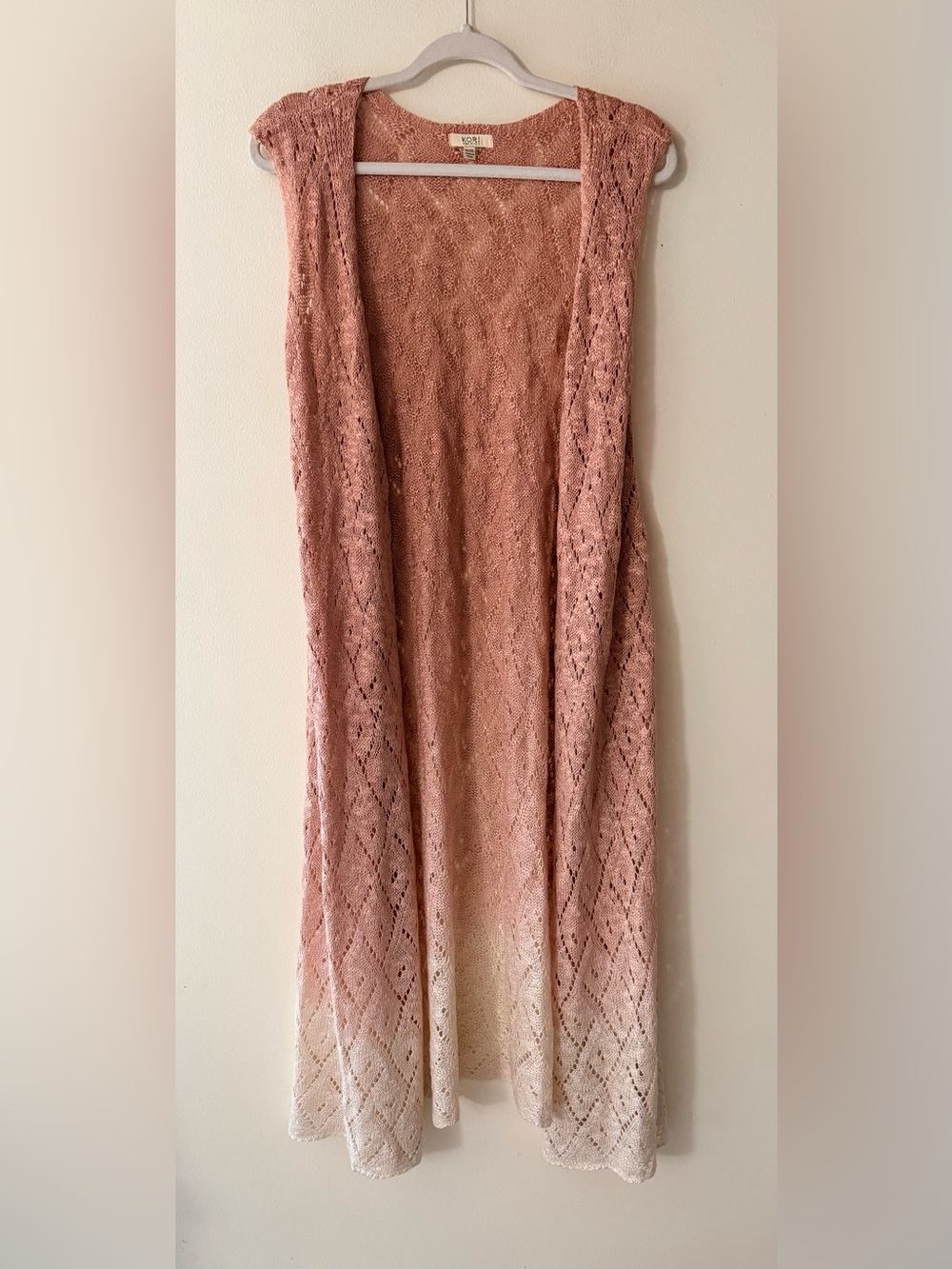 Kori America Rose Pink Ombré Knit Sleeveless Duster, size 1X/2X